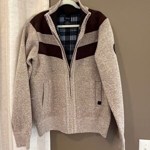 Buffalo David Bitton Men's Brown Plaid Fleece Jacket, Size Medium